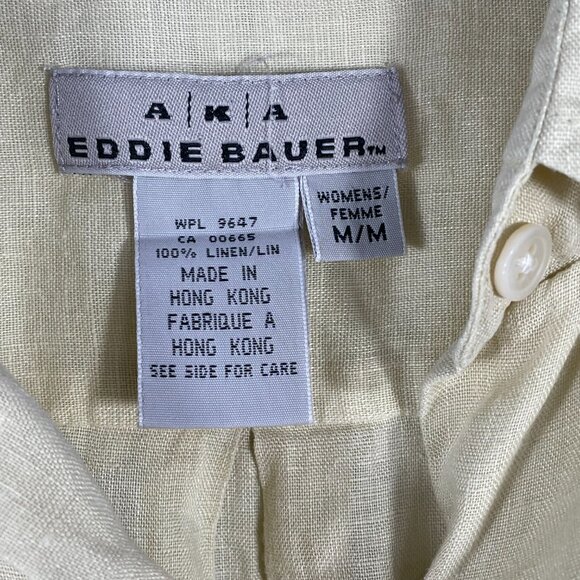 Eddie Bauer 100% Linen Button-Up Shirt Womens M Cream Hong Kong - Picture 4 of 8